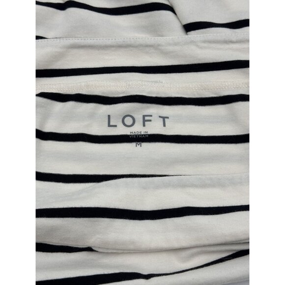 Black & White By Loft Size Medium Off-Shoulder Top With 3/4 Sleeves In Black & W - Picture 3 of 5